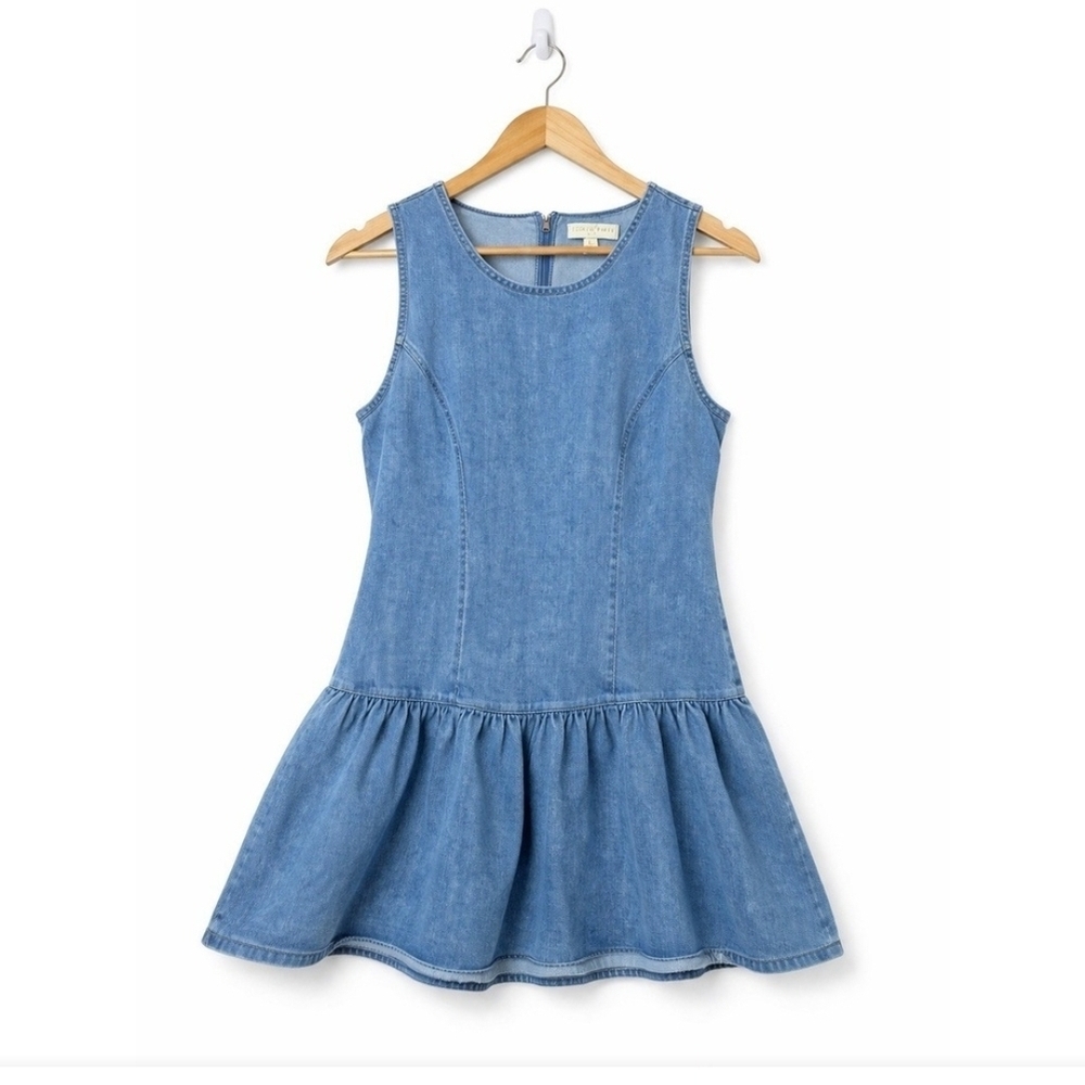 Sleeveless Denim Mini Dress in Blue